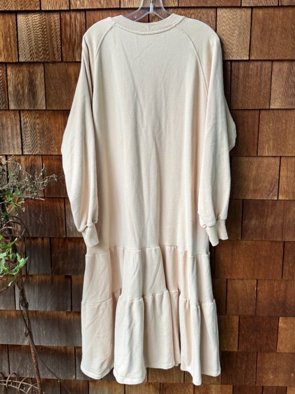 NAP Loungewear Cream Long Sleeve Cotton Tiered Sweatshirt Dress in Women's Large - Picture 6 of 14